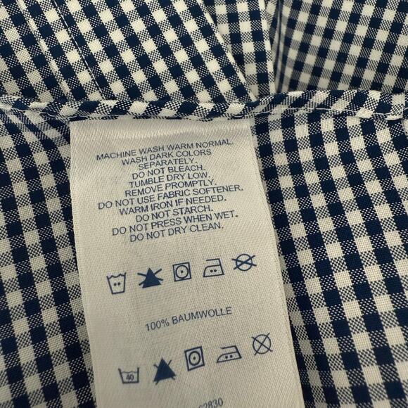 Land's End Blue White Gingham Check Button Down Dress Shirt Men’s 15.5 - Picture 4 of 4